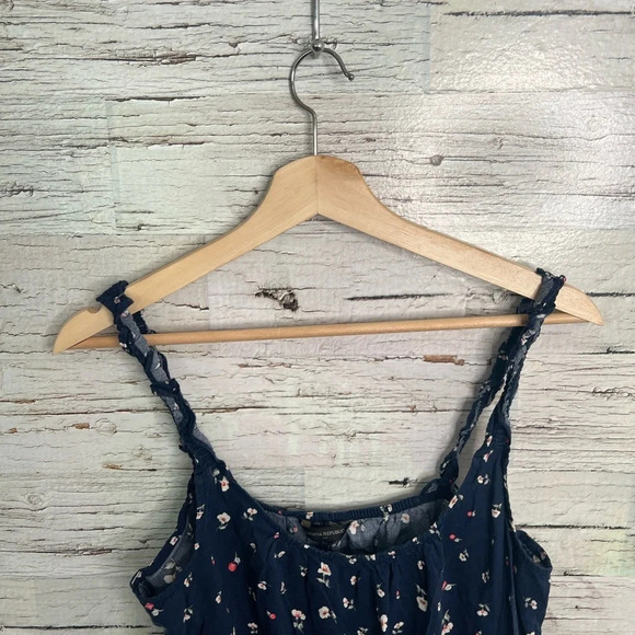 Banana republic blue floral dress size large petite - Picture 2 of 8